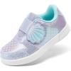 DREAM PAIRS Toddler Girls Sneakers Sparkly Shiny Lightweight Comfortable Hook and Loop Casual Walking Little Kids Shoes(Purple/Rainbow)