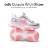 DREAM PAIRS Girls Sneakers Lace up Lightweight Sparkle StarGlow Breathable Jelly Sole Kids Walking Shoes Casual Sports(Pink/Silver)