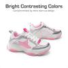 DREAM PAIRS Girls Sneakers Lace up Lightweight Sparkle StarGlow Breathable Jelly Sole Kids Walking Shoes Casual Sports(Pink/Silver)