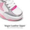 DREAM PAIRS Girls Sneakers Lace up Lightweight Sparkle StarGlow Breathable Jelly Sole Kids Walking Shoes Casual Sports(Pink/Silver)