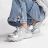 DREAM PAIRS Girls Sneakers Lace up Lightweight Sparkle StarGlow Breathable Jelly Sole Kids Walking Shoes Casual Sports(Silver)