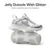 DREAM PAIRS Girls Sneakers Lace up Lightweight Sparkle StarGlow Breathable Jelly Sole Kids Walking Shoes Casual Sports(Silver/White)