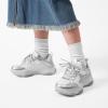 DREAM PAIRS Girls Sneakers Lace up Lightweight Sparkle StarGlow Breathable Jelly Sole Kids Walking Shoes Casual Sports(Silver/White)