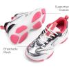 DREAM PAIRS Kids Girls Sneakers Jelly Sole Lace up Shoes Lightweight Walking Shoes for Girls Boys(Silver/Hot Pink)