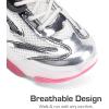 DREAM PAIRS Kids Girls Sneakers Jelly Sole Lace up Shoes Lightweight Walking Shoes for Girls Boys(Silver/Hot Pink)