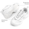 DREAM PAIRS Kids Girls Sneakers Jelly Sole Lace up Shoes Lightweight Walking Shoes for Girls Boys(White/Silver)