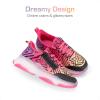 DREAM PAIRS Kids Girls Sneakers Zipper Casual Shoes Jelly Sole Sports Shoes Lightweight Walking Shoes(Black/Pink)