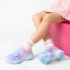 DREAM PAIRS Kids Sneakers Girls Slip-On Shoes Z-Strap Colorful Jelly Sole Walking Shoes(Rainbow/Blue)
