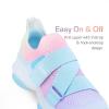 DREAM PAIRS Kids Sneakers Girls Slip-On Shoes Z-Strap Colorful Jelly Sole Walking Shoes(Rainbow/Blue)