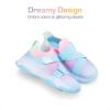 DREAM PAIRS Kids Sneakers Girls Slip-On Shoes Z-Strap Colorful Jelly Sole Walking Shoes(Rainbow/Blue)