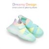 DREAM PAIRS Kids Sneakers Girls Slip-On Shoes Z-Strap Colorful Jelly Sole Walking Shoes(Rainbow/Green)