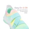 DREAM PAIRS Kids Sneakers Girls Slip-On Shoes Z-Strap Colorful Jelly Sole Walking Shoes(Rainbow/Green)