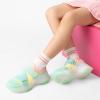 DREAM PAIRS Kids Sneakers Girls Slip-On Shoes Z-Strap Colorful Jelly Sole Walking Shoes(Rainbow/Green)