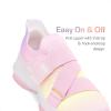 DREAM PAIRS Kids Sneakers Girls Slip-On Shoes Z-Strap Colorful Jelly Sole Walking Shoes(Rainbow/Pink)