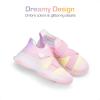 DREAM PAIRS Kids Sneakers Girls Slip-On Shoes Z-Strap Colorful Jelly Sole Walking Shoes(Rainbow/Pink)
