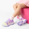 DREAM PAIRS Kids Sneakers Girls Slip-On Shoes Z-Strap Colorful Jelly Sole Walking Shoes(Rainbow/Purple)