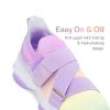 DREAM PAIRS Kids Sneakers Girls Slip-On Shoes Z-Strap Colorful Jelly Sole Walking Shoes(Rainbow/Purple)