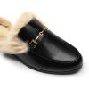 DREAM PAIRS Mules for Women Flats Comfortable Buckle Mules Slip on Slides Backless Loafers Shoes(Black-fur)