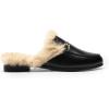 DREAM PAIRS Mules for Women Flats Comfortable Buckle Mules Slip on Slides Backless Loafers Shoes(Black-fur)
