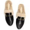 DREAM PAIRS Mules for Women Flats Comfortable Buckle Mules Slip on Slides Backless Loafers Shoes(Black-fur)