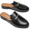 DREAM PAIRS Mules for Women Flats Comfortable Buckle Mules Slip on Slides Backless Loafers Shoes(Black-pu)
