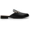 DREAM PAIRS Mules for Women Flats Comfortable Buckle Mules Slip on Slides Backless Loafers Shoes(Black-snake)