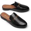 DREAM PAIRS Mules for Women Flats Comfortable Buckle Mules Slip on Slides Backless Loafers Shoes(Black-snake)