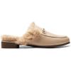 DREAM PAIRS Mules for Women Flats Comfortable Buckle Mules Slip on Slides Backless Loafers Shoes(Nude-fur)