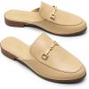 DREAM PAIRS Mules for Women Flats Comfortable Buckle Mules Slip on Slides Backless Loafers Shoes(Nude-pu)