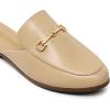 DREAM PAIRS Mules for Women Flats Comfortable Buckle Mules Slip on Slides Backless Loafers Shoes(Nude-pu)