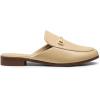 DREAM PAIRS Mules for Women Flats Comfortable Buckle Mules Slip on Slides Backless Loafers Shoes(Nude-pu)