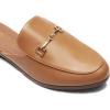 DREAM PAIRS Mules for Women Flats Comfortable Buckle Mules Slip on Slides Backless Loafers Shoes(Tan-pu)