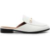 DREAM PAIRS Mules for Women Flats Comfortable Buckle Mules Slip on Slides Backless Loafers Shoes(White-pu)