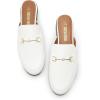 DREAM PAIRS Mules for Women Flats Comfortable Buckle Mules Slip on Slides Backless Loafers Shoes(White-pu)
