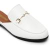 DREAM PAIRS Mules for Women Flats Comfortable Buckle Mules Slip on Slides Backless Loafers Shoes(White-pu)