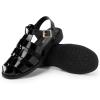 DREAM PAIRS Womens Fisherman Gladiator Braided Flat Sandal Cute Woven Strappy Closed Toe Shoes for Summer(Black-pat)