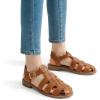 DREAM PAIRS Womens Fisherman Gladiator Braided Flat Sandal Cute Woven Strappy Closed Toe Shoes for Summer(Brown-pu)