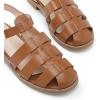 DREAM PAIRS Womens Fisherman Gladiator Braided Flat Sandal Cute Woven Strappy Closed Toe Shoes for Summer(Brown-pu)