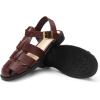 DREAM PAIRS Womens Fisherman Gladiator Braided Flat Sandal Cute Woven Strappy Closed Toe Shoes for Summer(Burgundy-pu)