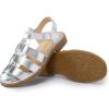 DREAM PAIRS Womens Fisherman Gladiator Braided Flat Sandal Cute Woven Strappy Closed Toe Shoes for Summer(Silver-pu)