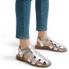 DREAM PAIRS Womens Fisherman Gladiator Braided Flat Sandal Cute Woven Strappy Closed Toe Shoes for Summer(Silver-pu)
