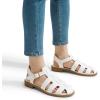 DREAM PAIRS Womens Fisherman Gladiator Braided Flat Sandal Cute Woven Strappy Closed Toe Shoes for Summer(White-pu)