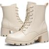 DREAM PAIRS Women’s Lace Up Combat Ankle Boots Fashion Low Chunky Heel Lug Sole Fall Heeled Booties Shoes(Beige)