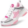 DREAM PAIRS Girls Sneakers Lace up Lightweight Sparkle StarGlow Breathable Jelly Sole Kids Walking Shoes Casual Sports(Pink/Silver)