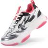 DREAM PAIRS Kids Girls Sneakers Jelly Sole Lace up Shoes Lightweight Walking Shoes for Girls Boys(Silver/Hot Pink)