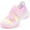 DREAM PAIRS Kids Sneakers Girls Slip-On Shoes Z-Strap Colorful Jelly Sole Walking Shoes(Rainbow/Pink)