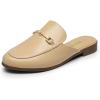 DREAM PAIRS Mules for Women Flats Comfortable Buckle Mules Slip on Slides Backless Loafers Shoes(Nude-pu)
