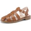 DREAM PAIRS Womens Fisherman Gladiator Braided Flat Sandal Cute Woven Strappy Closed Toe Shoes for Summer(Brown-pu)