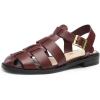 DREAM PAIRS Womens Fisherman Gladiator Braided Flat Sandal Cute Woven Strappy Closed Toe Shoes for Summer(Burgundy-pu)