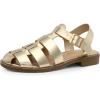 DREAM PAIRS Womens Fisherman Gladiator Braided Flat Sandal Cute Woven Strappy Closed Toe Shoes for Summer(Gold-metallic)